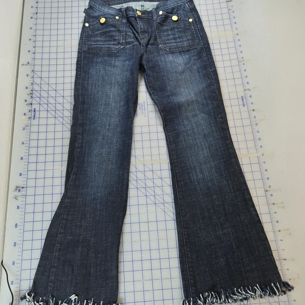 Rock & Republic Dark Blue Flare Jeans with Frayed Hem